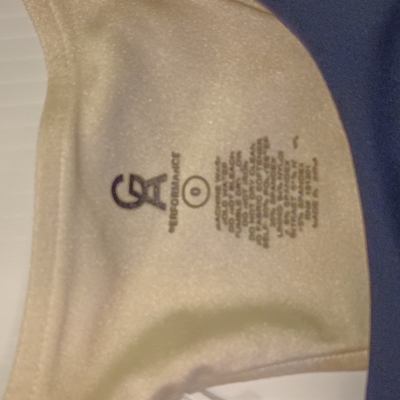 Good American Navy Blue Cream Backed Branded Sports Bra A18 - Picture 2 of 5
